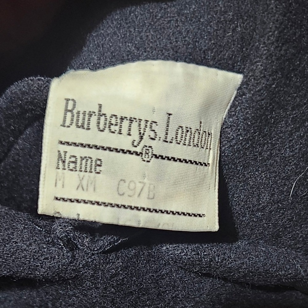 Burberrys Vintage Navy Wool Duffle Coat Nova Check Lining Red Piping England - Picture 10 of 11